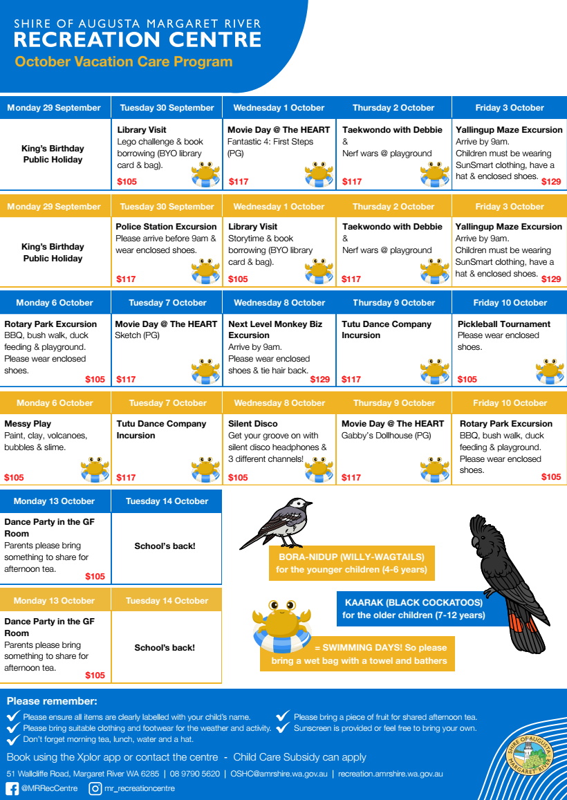 October Vacation Care Program - Kids Club