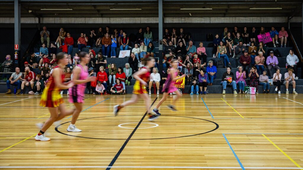 A netball game at Margaret River Recreation Centre