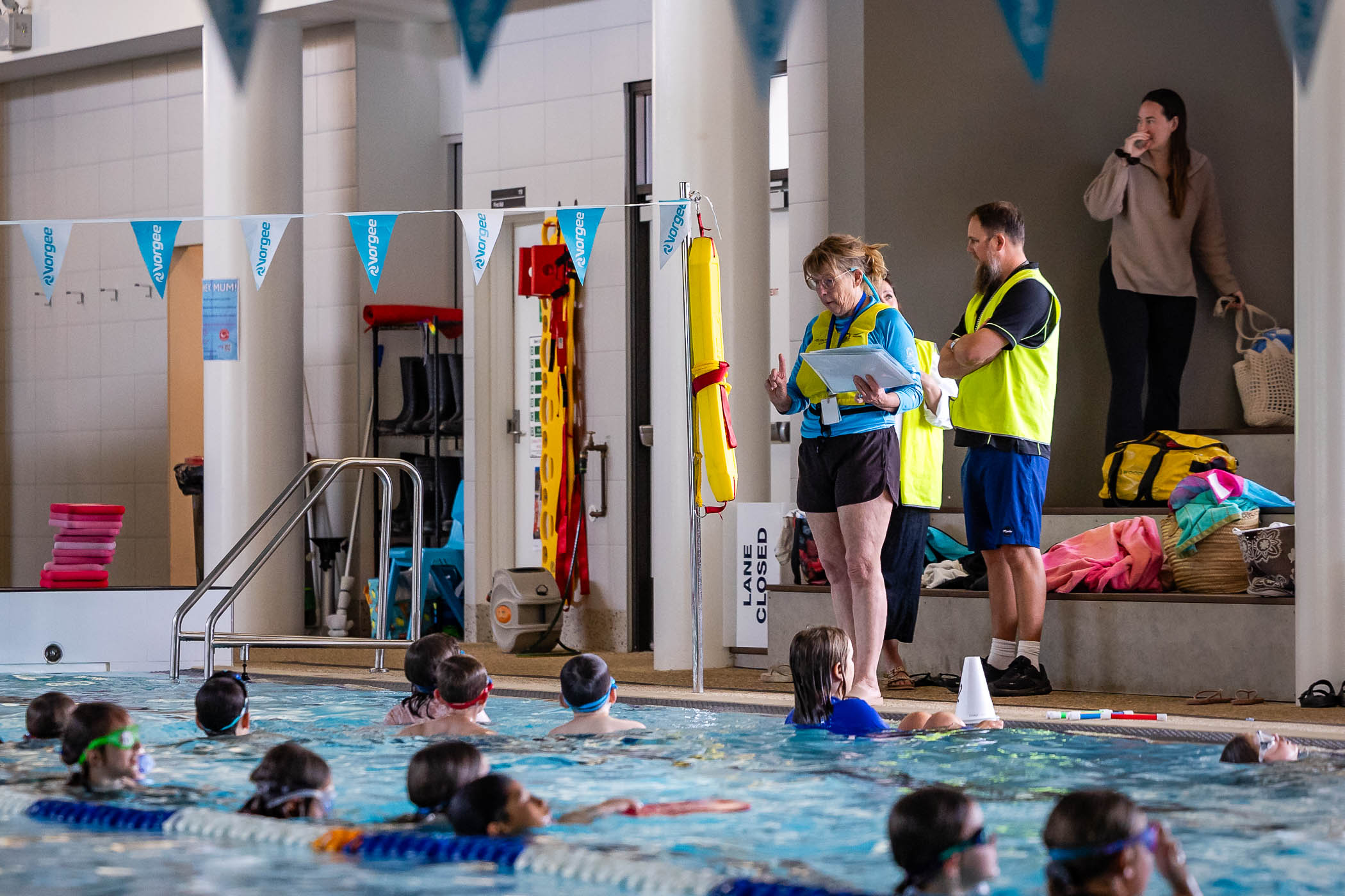 A swimming class at Margaret River Recreation Centre swimming pool.