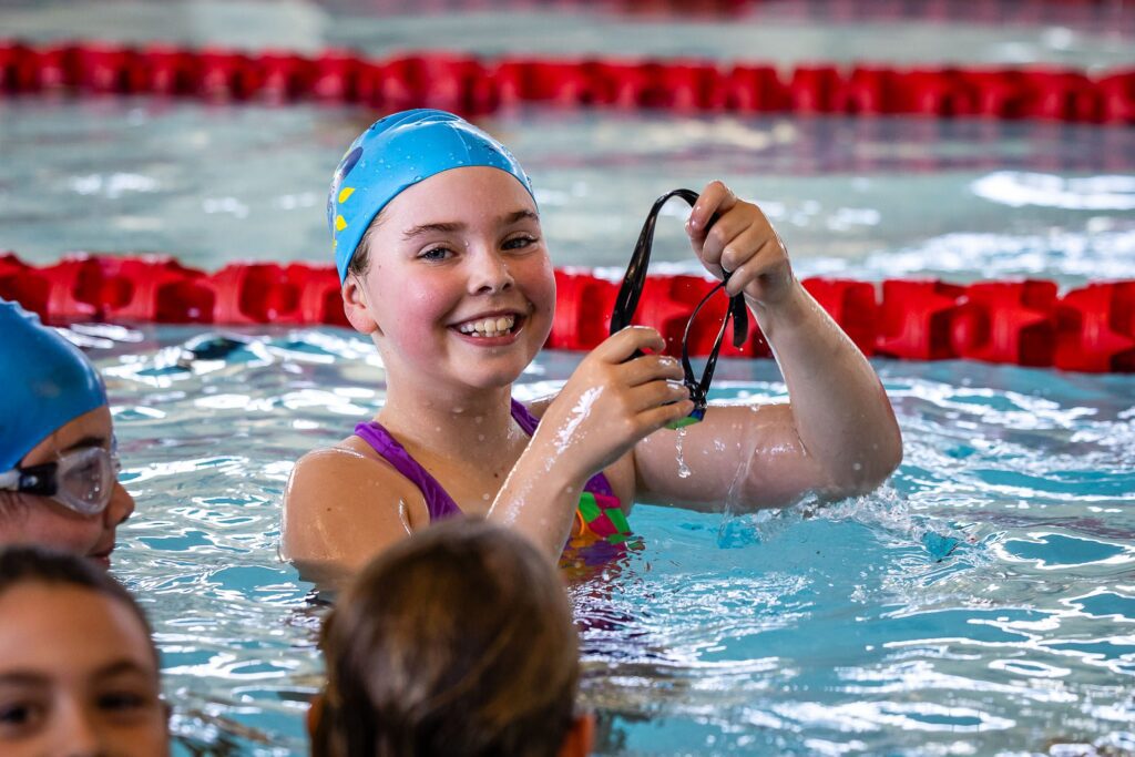 A child taking part in a Margaret River Swim School class.