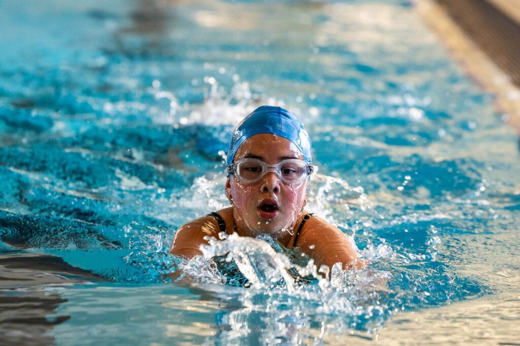 A child taking part in a Margaret River Swim School class.