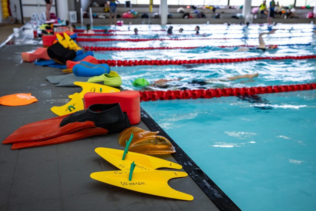 Swimming fins on the side of the Margaret River Recreation Centre swimming pool.