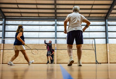 A badminton game at Augusta Recreation Centre sports courts