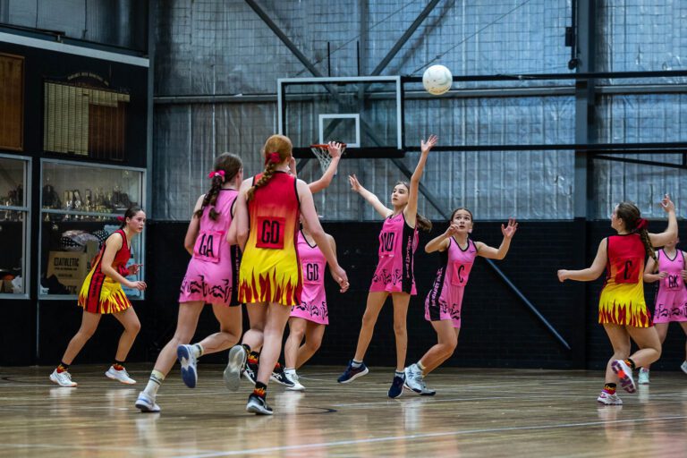 A netball game at Margaret River Recreation Centre