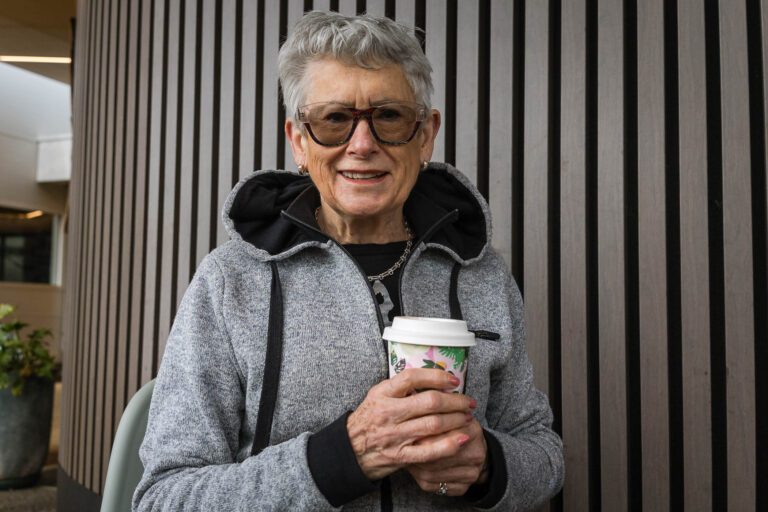 Red Feather cafe customers sitting with food and drink