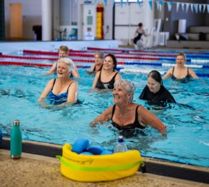 An aqua fitness class at Margaret River Recreation Centre swimming pool